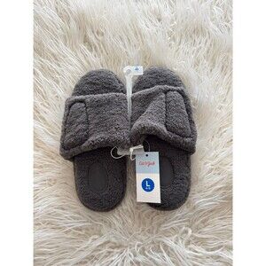Cat & Jack Boy's Ace Adjustable Slide Slippers Gray Large 4-5